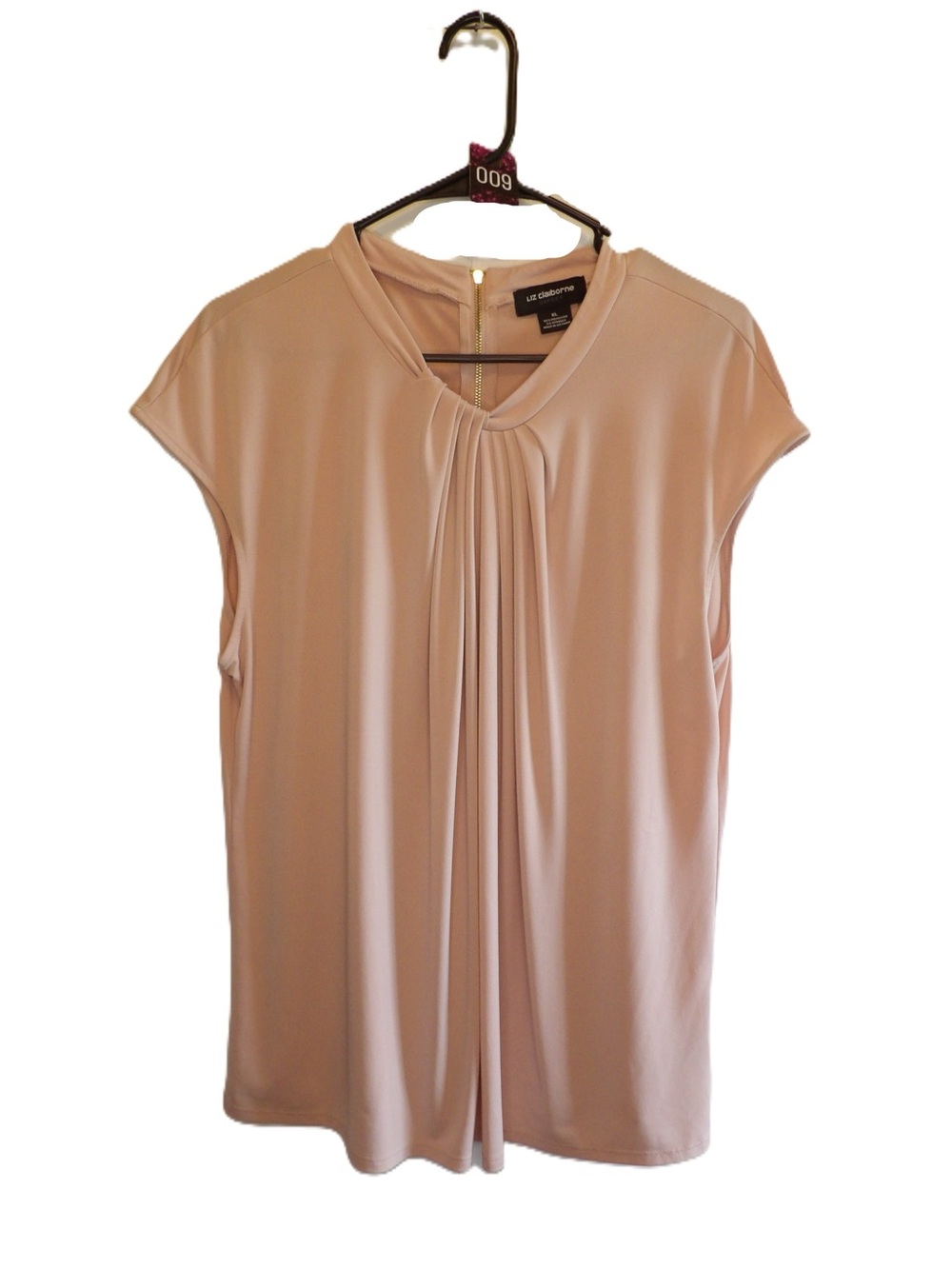 Liz Claiborne Blush Pink Pleated Cap Sleeve Blouse
